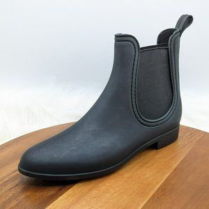 Jeffrey Campbell Havana Last Forecast Rain Boots 10 Black Rubber Chelsea Pull On